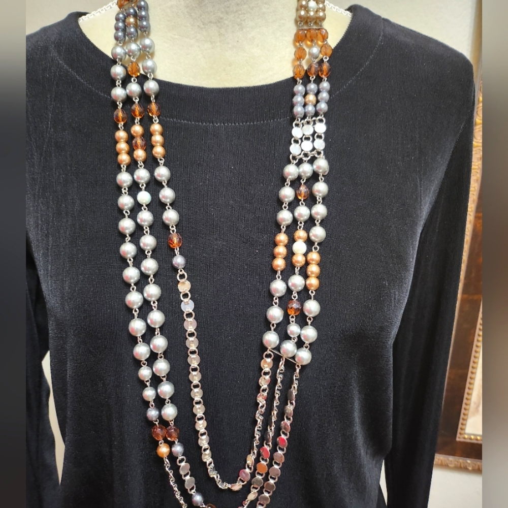 Like new chicos triple strand 40" necklace